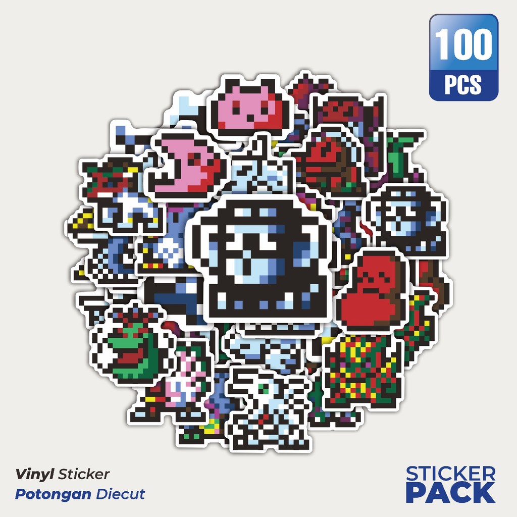 

Super Hemat! 100 PCS Stiker Pixel Digimon V19 Waterproof Aesthetic- Untuk Laptop, Motor, dan Helm - Paper Stationery Pack