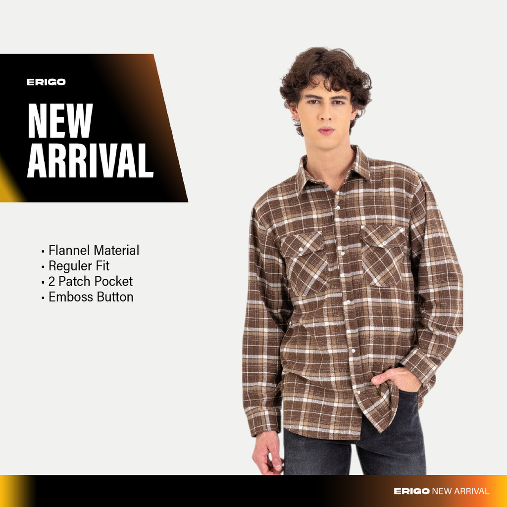 AXULE Erigo Flannel Shirt Nabin Brown - Kemeja Lengan Panjang Flannel Unisex