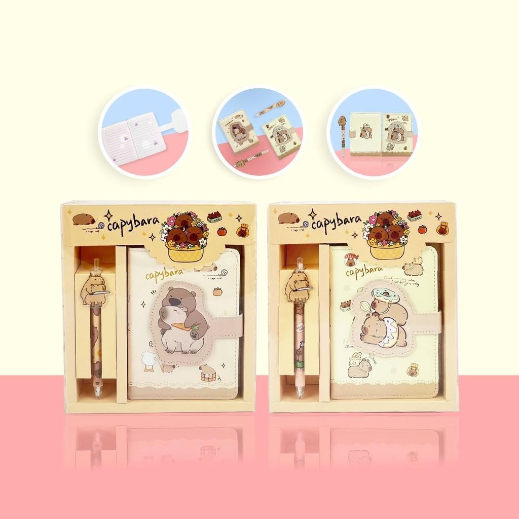 

Notebook Diary Set Buku Tulis Catatan dengan Pulpen Capybara Lucu Hampers Kado - B2-7