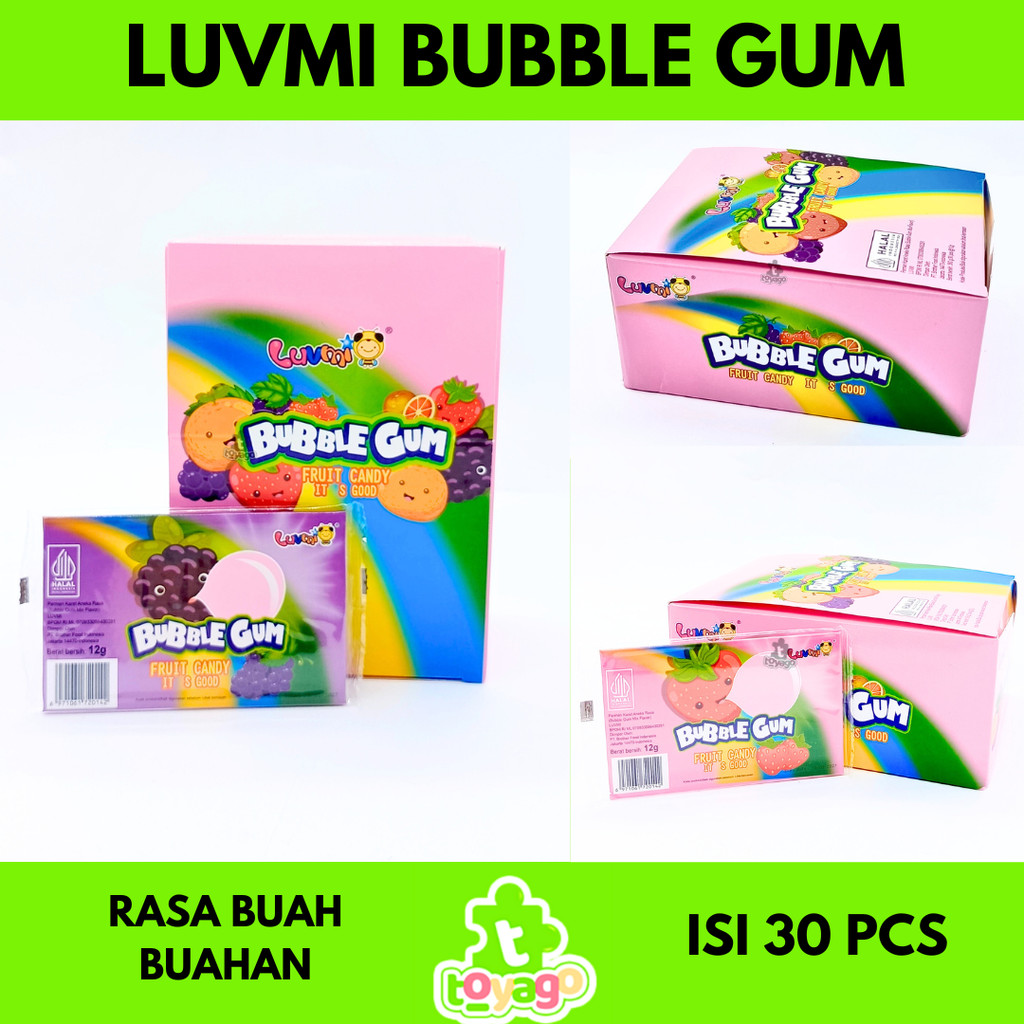 

BUBBLE GUM luvmi permen karet aneka rasa buah isi 30 pcs grosir murah