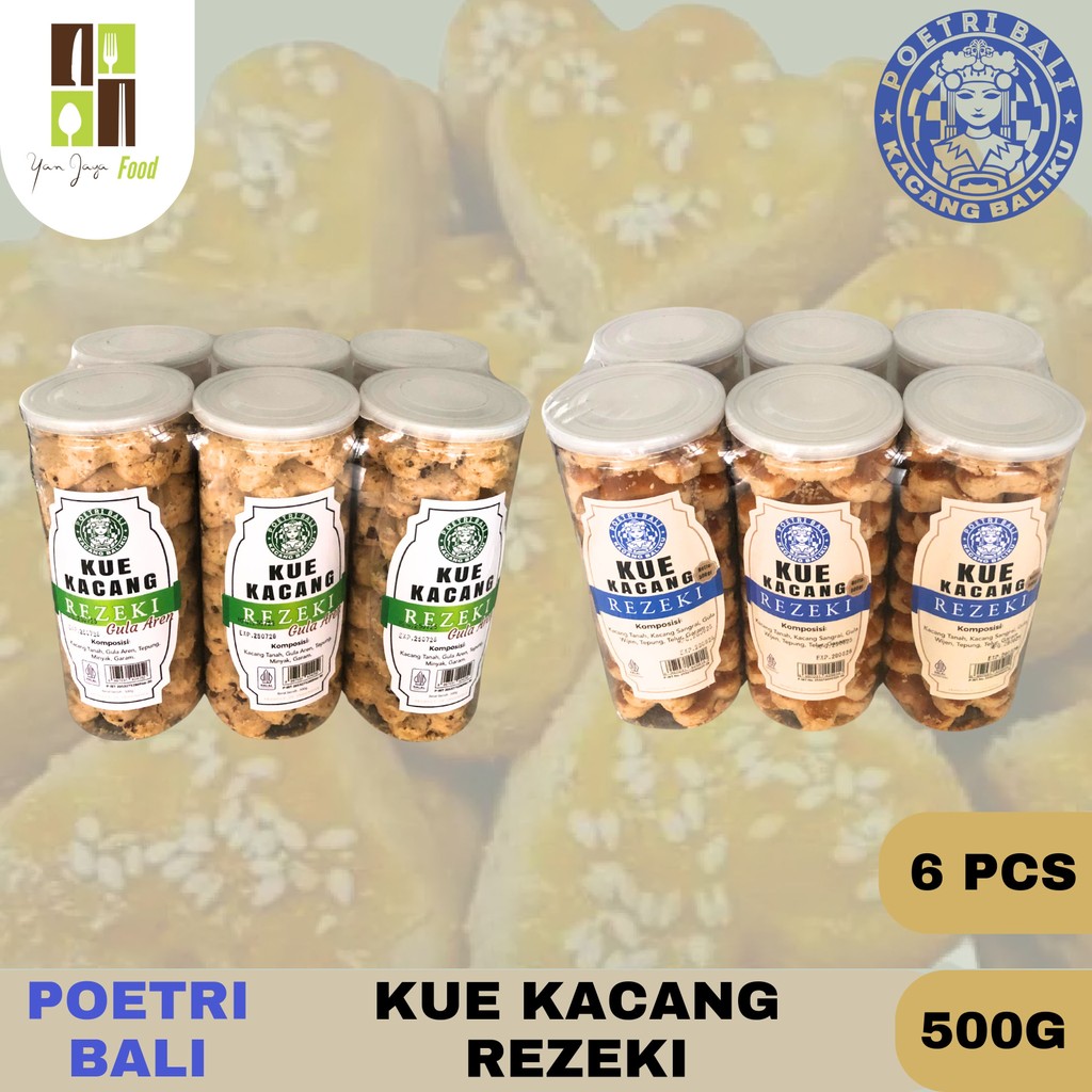 

Poetri Bali Kue Kacang Rezeki Kemasan 500g - 1 BALL / 6 PCS / Kue Kacang Original & Kue Kacang Gula Aren