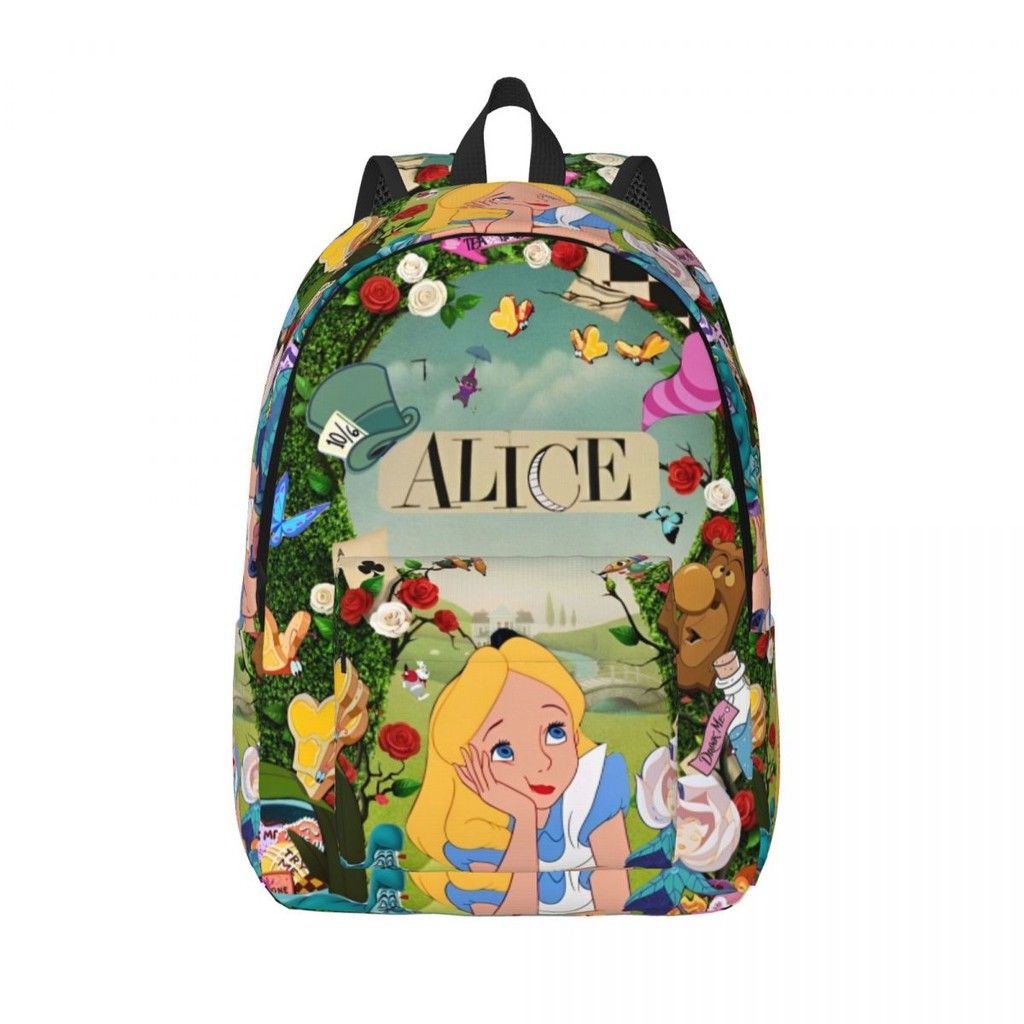 Alice In Wonderland Fashion Backpack with Pocket Student Work Daypack for Men Women Laptop Shoulder 