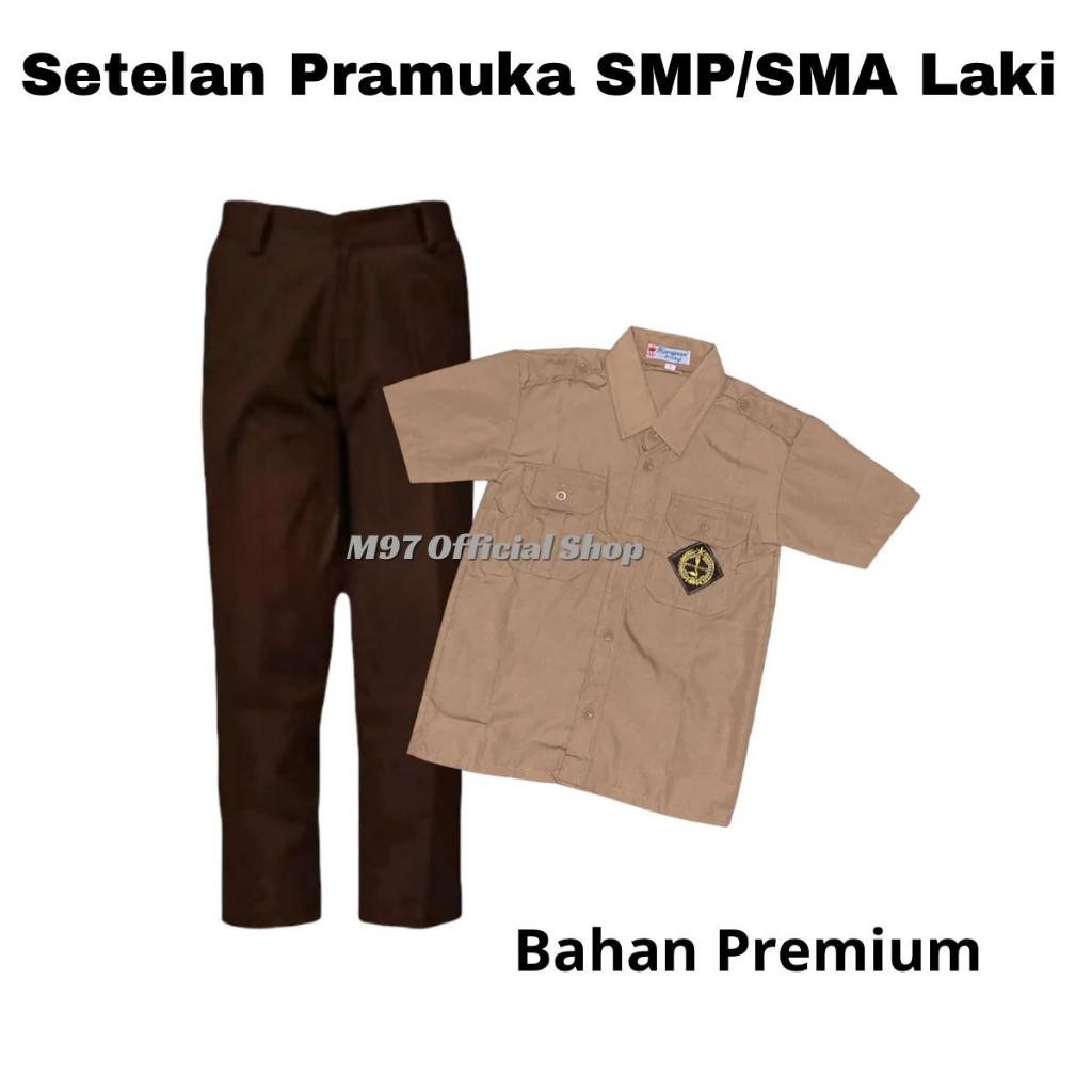 AXULE Setelan Pramuka Laki Laki SMP SMA SMK Premium - Set Seragam Pramuka Pendek SMP SMA Laki Celana