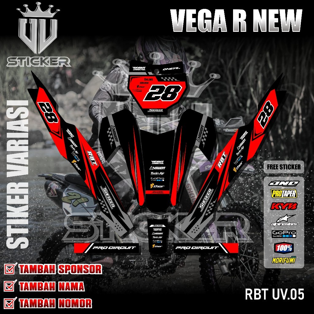 (COD) TERBARU Sticker Striping RBT Vega R New Semifull Stiker Custom Trail Motor YZ CRF KLX KX KTM R