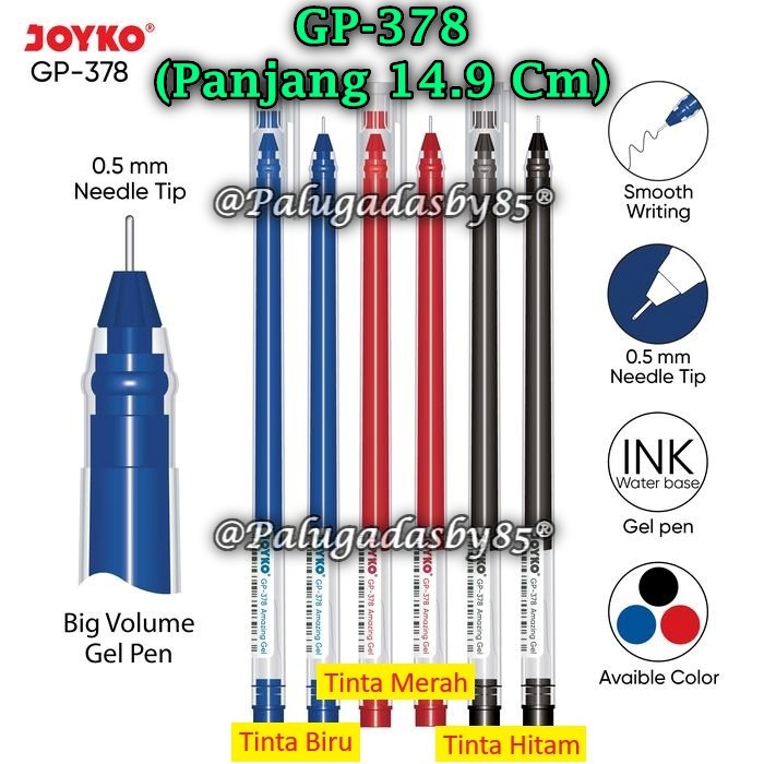 

(1 Pak Isi 12 Pcs) Gel Pen JOYKO GP-378 Amazing Gel 0.5 mm / Pulpen Pena Joyko GP-378 (1 Pak/12)