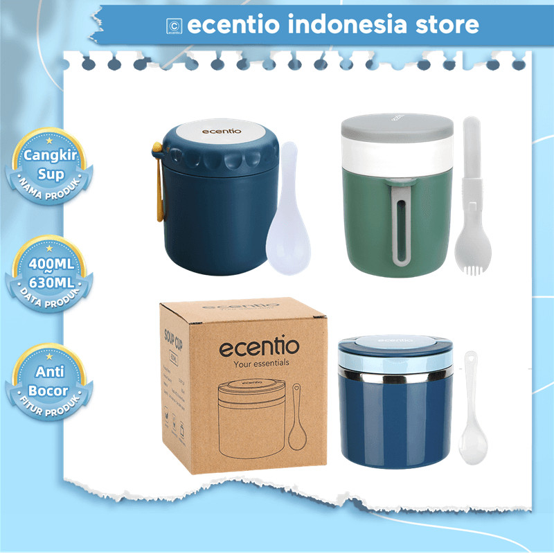 Terlaris ecentio cangkir sup portable soup tahan panas anti tumpah lunch box tempat sup tahan panas 