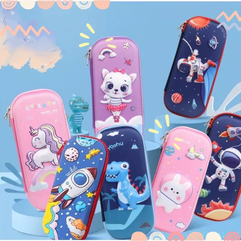 

NEW !!! VIRALKAN KOTAK PENSIL 3D tempat pensil warna tempat alat tulis karakter barbie dino cat rabbit little ponu astonot putri duyung cars LK Wk-7