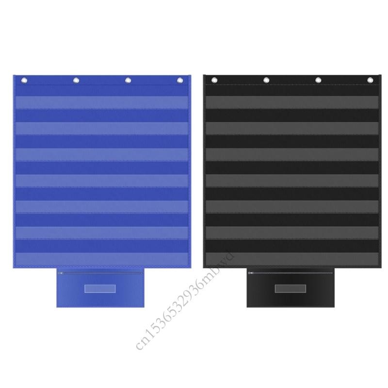 

K43D Wall Mounted Pocket Chart Transparent Panel Educational Tool For Classroom Wall Display Sentence Strips Holder