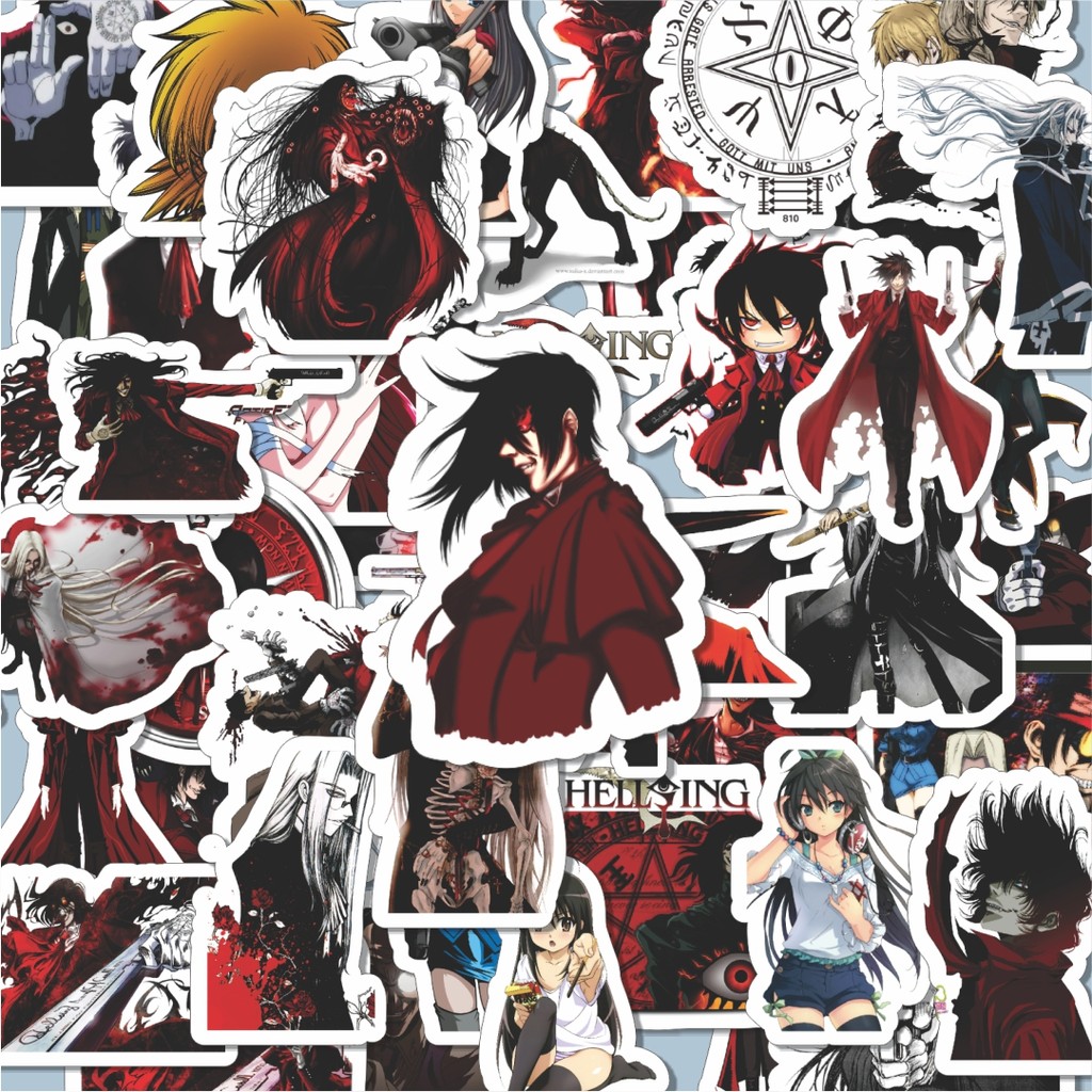 

100PCS Lucu Stiker Anime Series Hellsing Karakter Mix Stiker Aesthetic Stiker Anti Air Stikers Berperekat Waterproof sticker decal buat Motor Helm Buku Journal Koper Casing HP Laptop Botol Minum Hadiah anak
