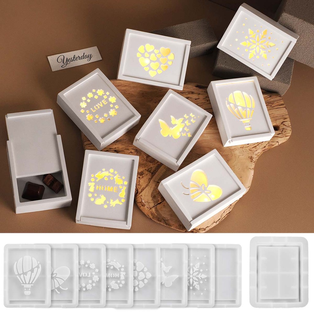 

Butterfly Love Lamp Silhouette Mold DIY Easter Ornament Gift Storage Box Making LED Night Light Plaster Cement Silicone Molds
