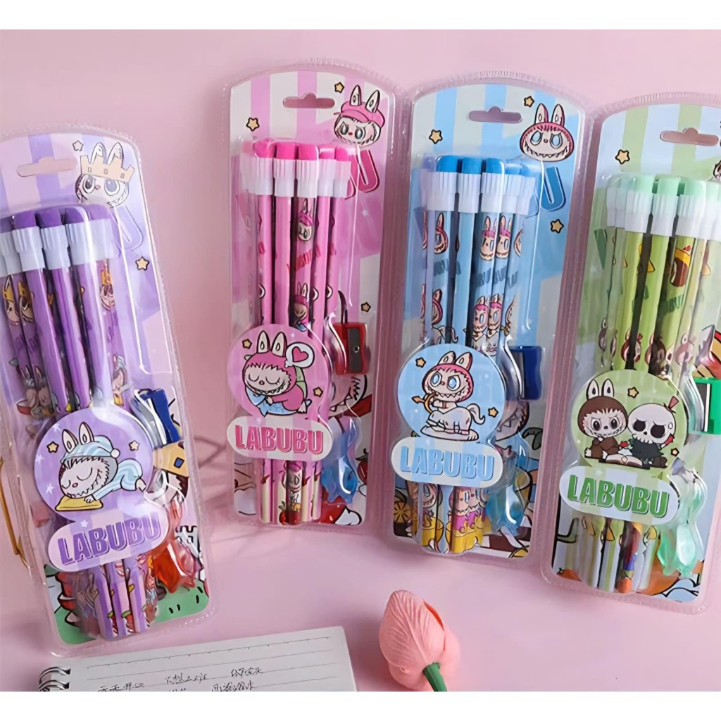 

(12PC) PENSIL PENCIL 2B LABUBU SANRIO ASTRONOT SET ada HAPUSAN RAUTAN KT-120