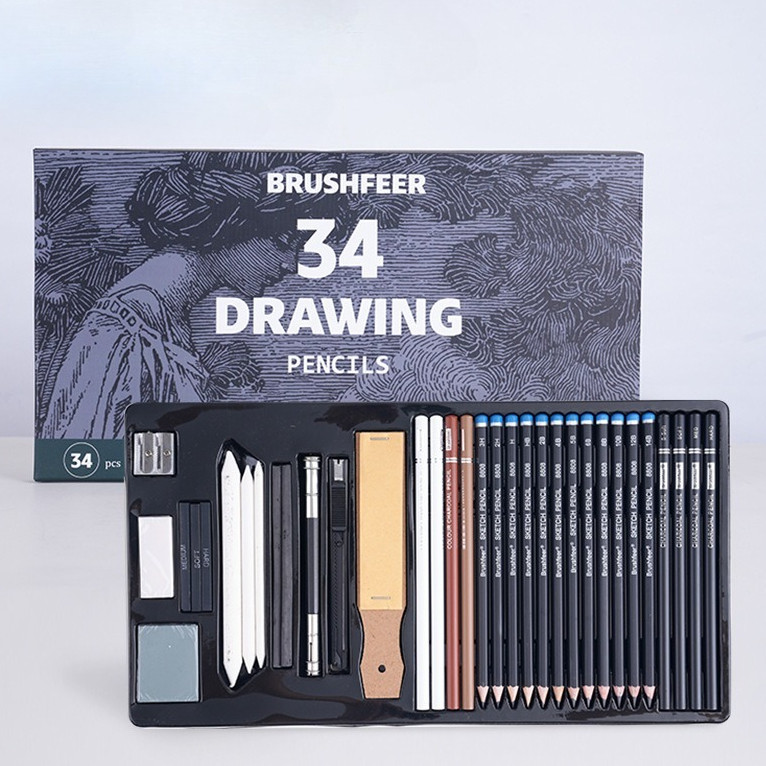

Set Pensil Gambar 34pcs untuk Mahasiswa Seni Lengkap dengan Peralatan Sketch Siap Ukir Nama