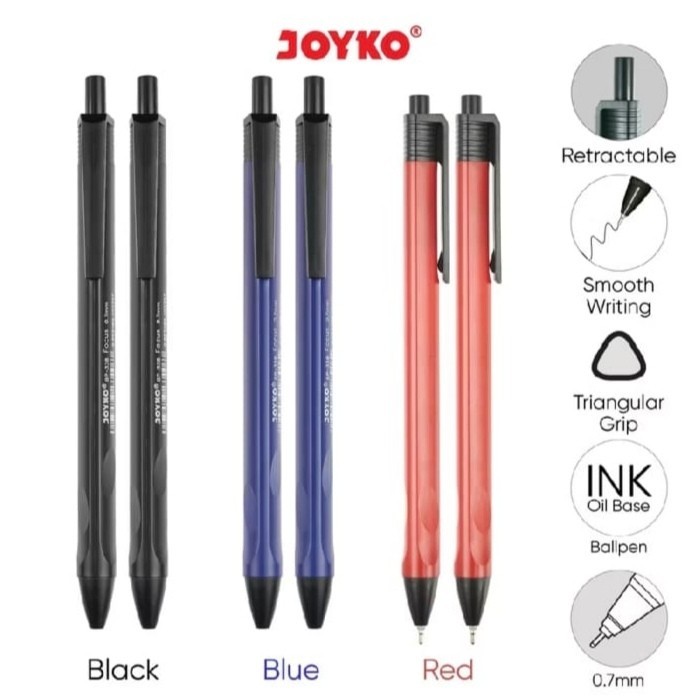 

Joyko Pulpen Pena Cetek Vokus 0.7 Mm Pen Tinta Hitam Merah Biru