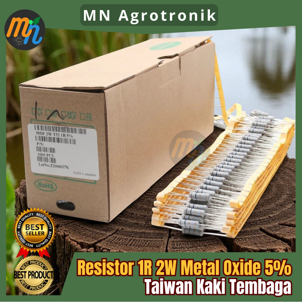 Resistor 1R 1 Ohm 2W Metal Oxide Original Kaki Tembaga