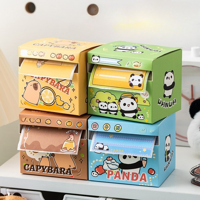 

1Pcs 256sheet Pull-out Sticky Note Box Cartoon Notes Creative High-value Sticky Paper Cute Full Sticky Error Correction