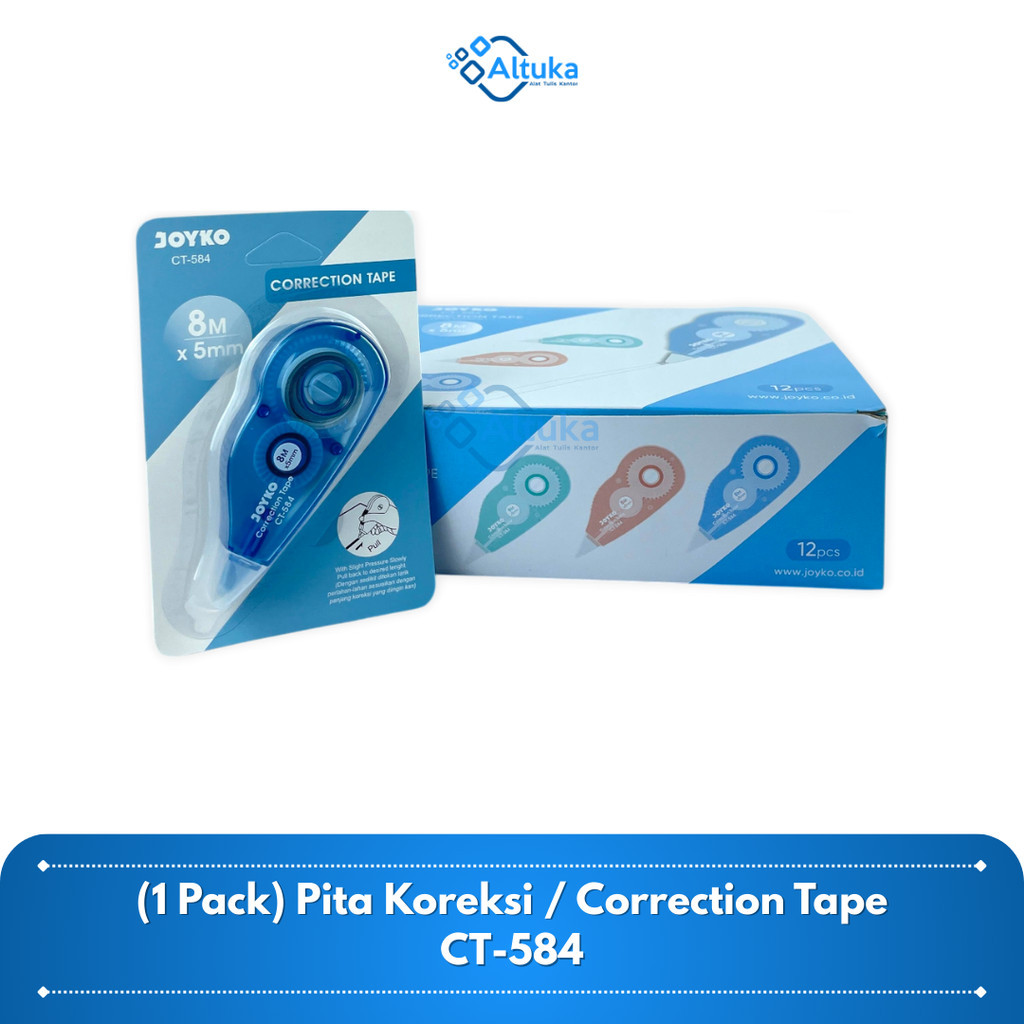 

(1 Pack isi 12 Pcs) JOYKO Pita Koreksi Correction Tape Koreksi Penghapus CT-584