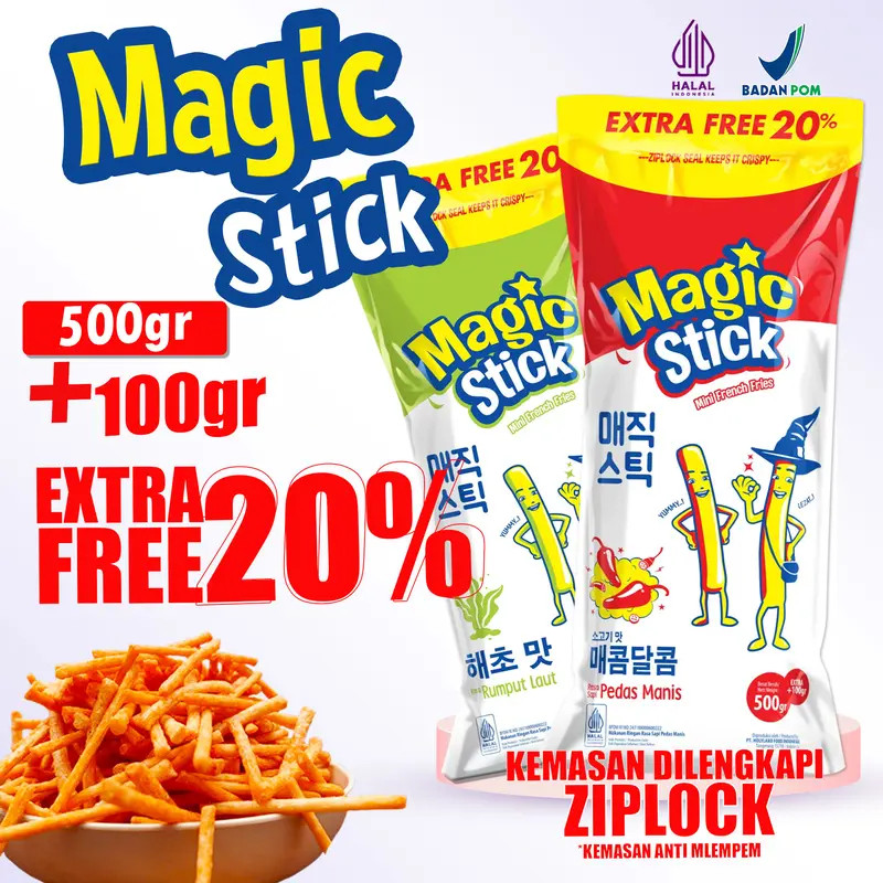 

NEW!! KIKOYA MAGIC STICK 500+100g EXTRAFREE 20% Total 600gram snack French friessnack aneka rasa cemilan kering rumput laut dansapi pedas manis cemilan viral 600g