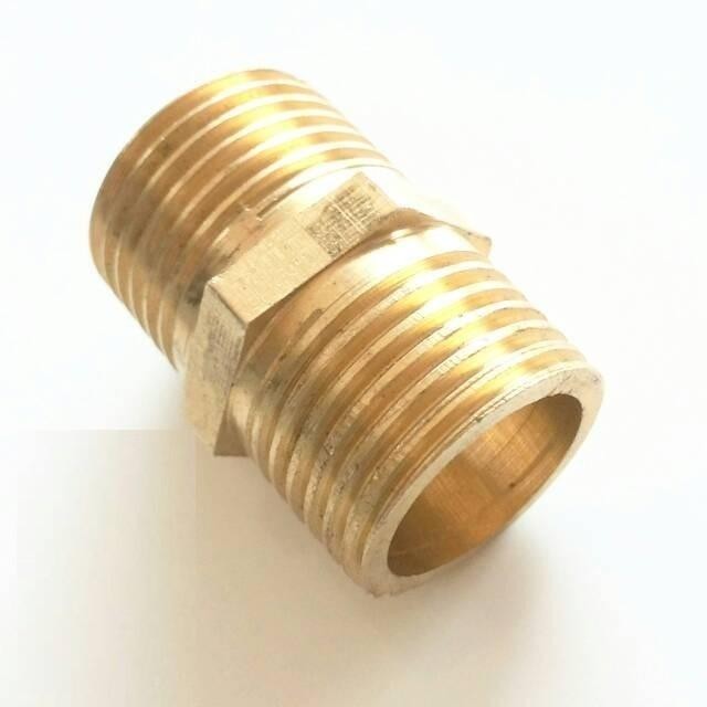 Double Nipple Brass 1/4" x 1/8" Double Nepel Kuningan 1/4 x 1/8