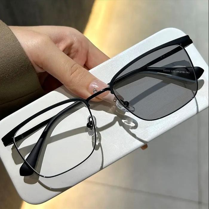 Kacamata Anti Radiasi Photochromic Pria Klasik Kacamata Komputer Logam - Emas Hitam, Anti Radiasi