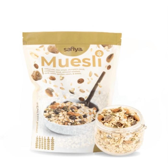 

FREE SENDOK STAINLESS | Muesli Sereal Safiya-Sereal dan Makanan Ringan Sehat Almond Food Granola Oatmeal Cereal - Muesli 1 Kg