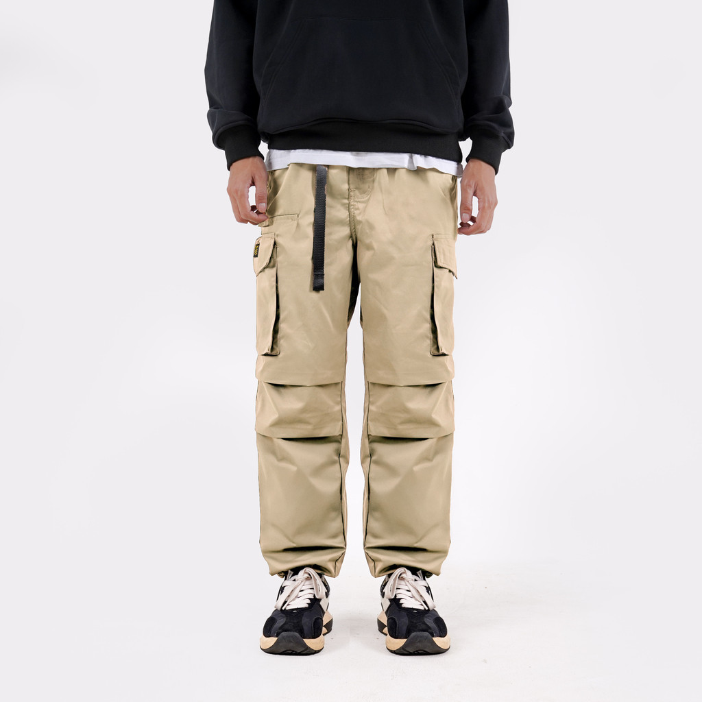 XOPIURTZY House of Smith Celana Cargo Panjang Pria - Talon Cargo Khaki Wide Pants - Cargo Wide Pants