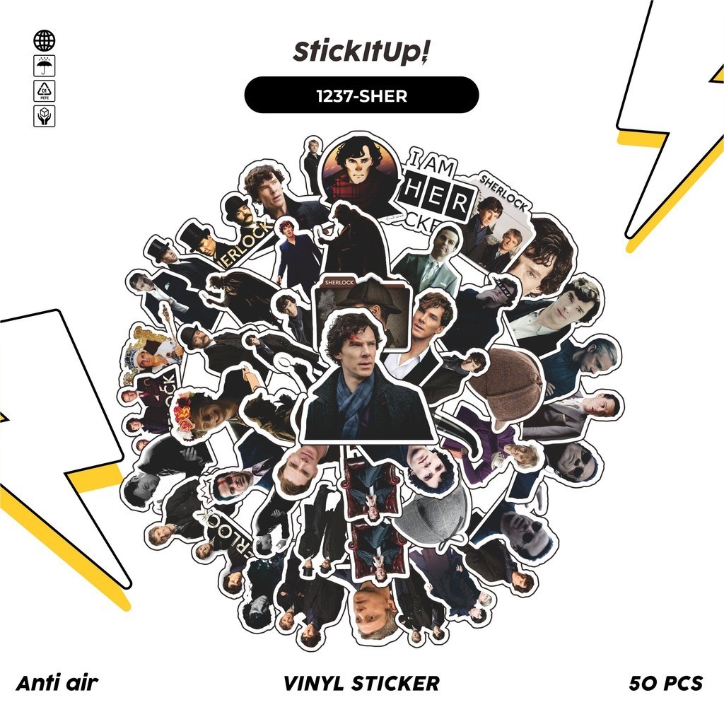 

COD✨ 100 Pcs Stiker Sherlock Lucu Aesthetic Vynil Waterproof untuk Freebies Sticker Buku Journal Casing HP Laptop