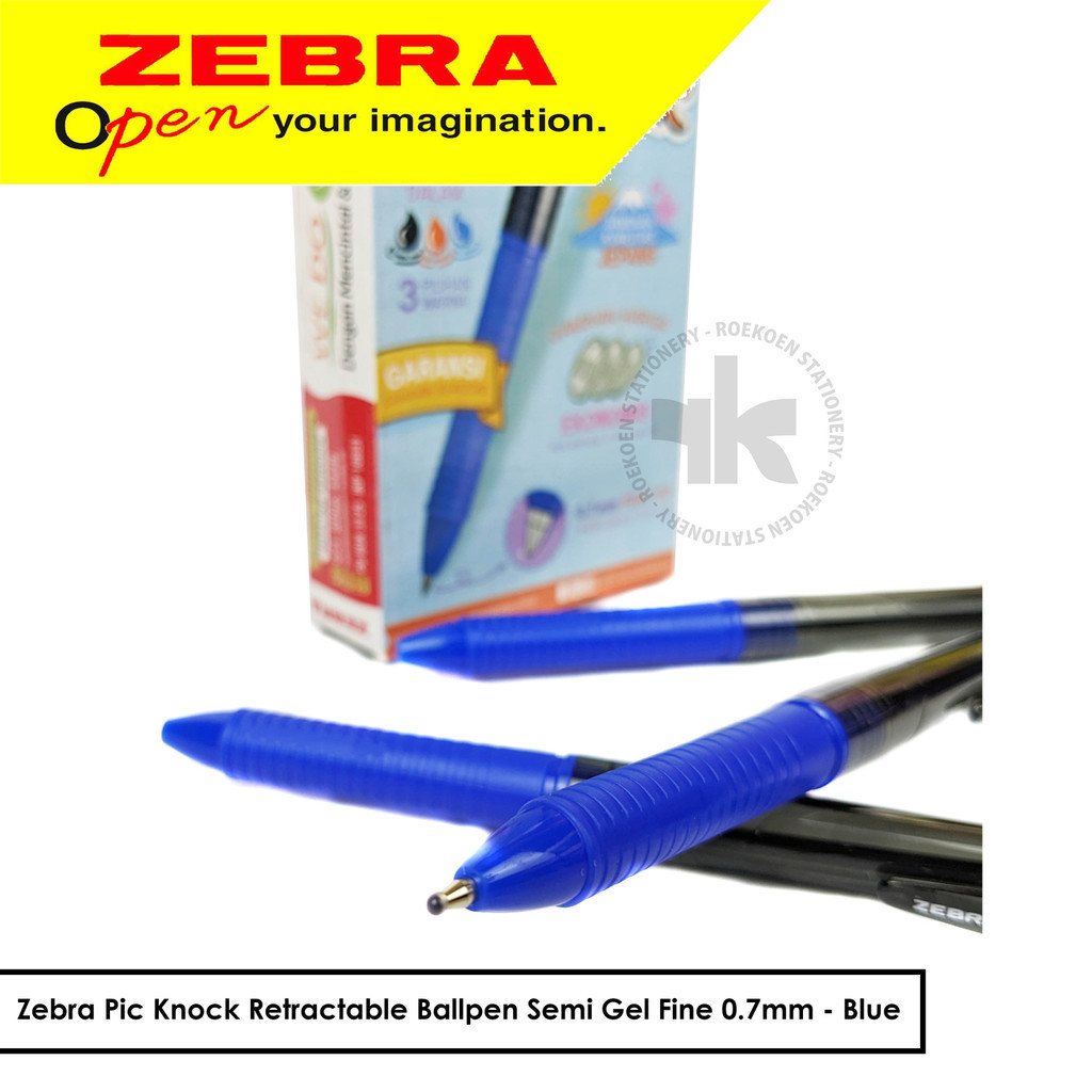 

Zebra Pic Knock Retractable Ballpen Semi Gel Fine 0.7mm - Blue