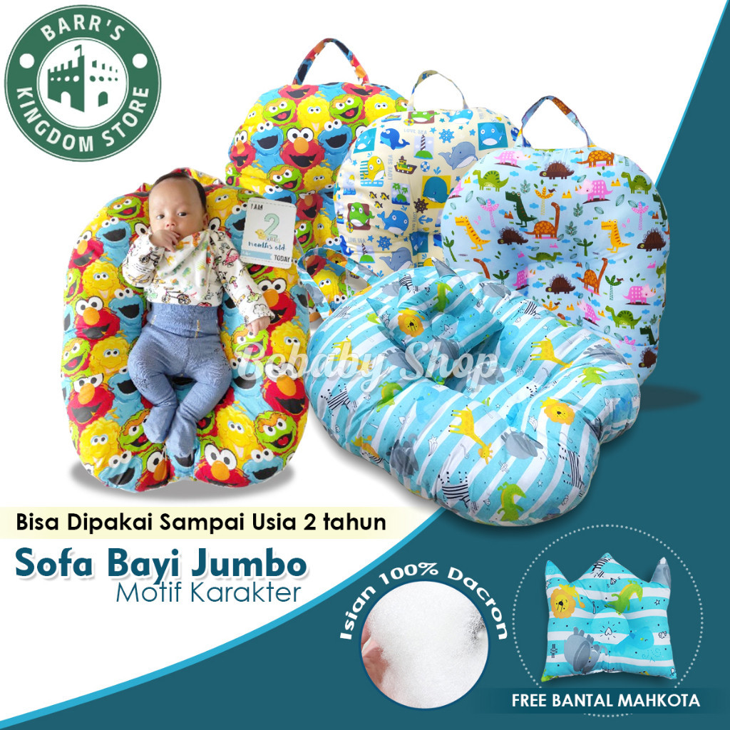Bantal Sofa Bayi Jumbo Plus Bantal Mahkota Tempat Tidur Duduk Bayi Anti Gumoh Multifungsi Motif Kara