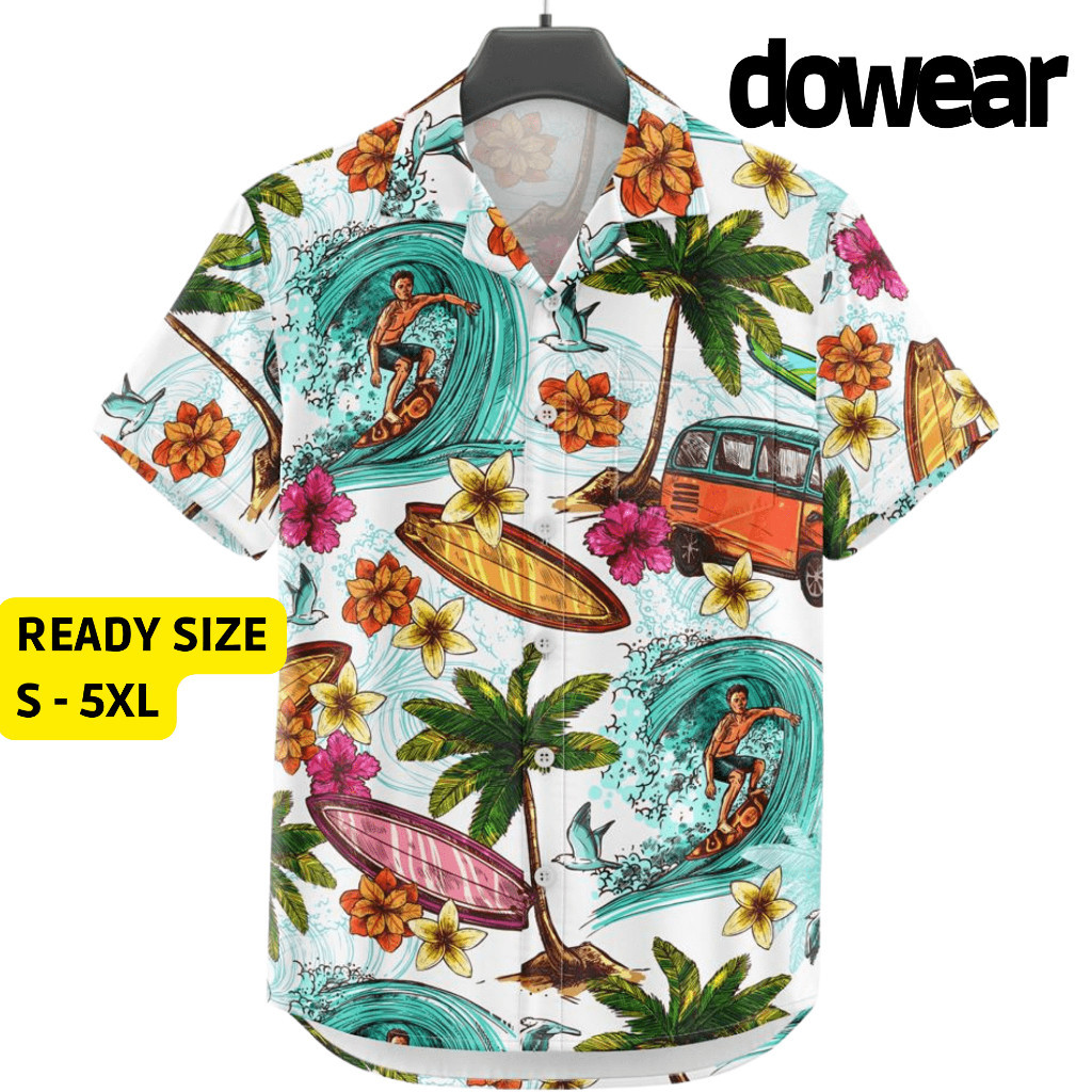 PAKAIAN LAKI PENDEK TERLARIS AGUSTUSAN / Dowear Baju Kemeja Motif Kekinian Cowok Cewek Bali Pantai S