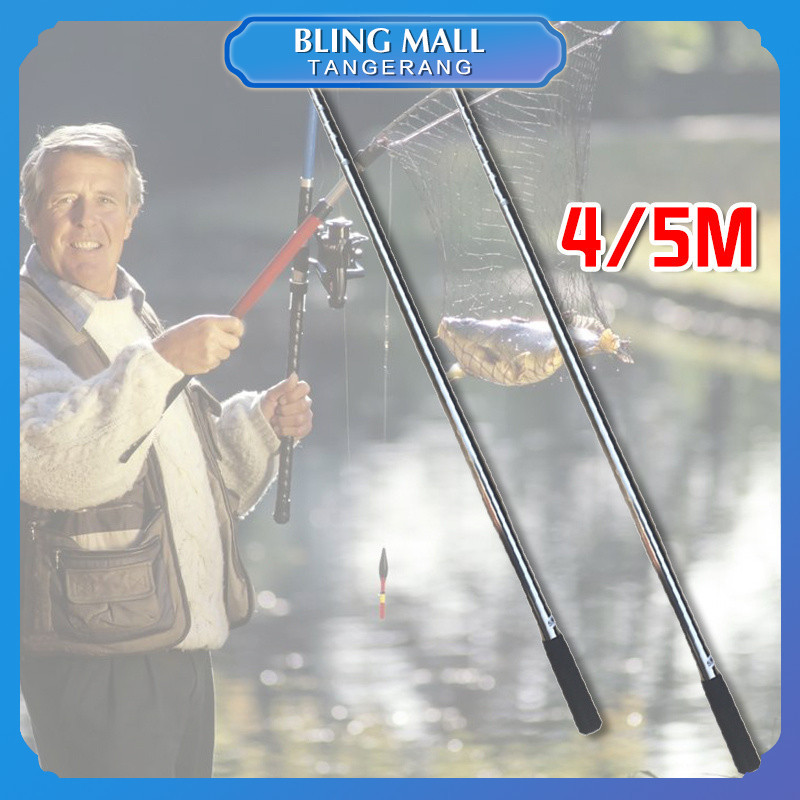 Serokan Jala Ikan Retractable Tanggok Serokan Jala Ikan Jaring Anti Karat Stik Serokan Ikan 4m/5m