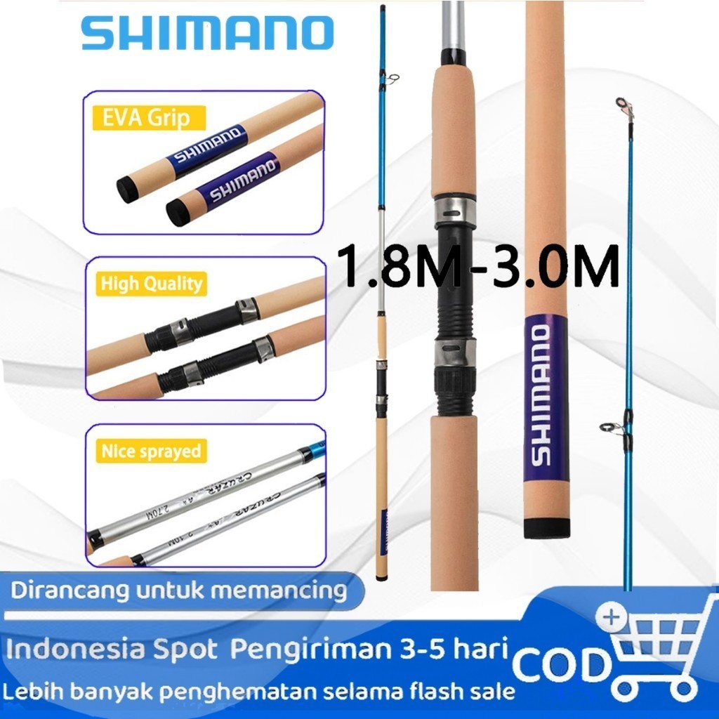 Shimano Rod Alat Pancing Rod Joran Pancing Carbon Sutet 2 Bagian Tongkat Pancing Putar/Casting M