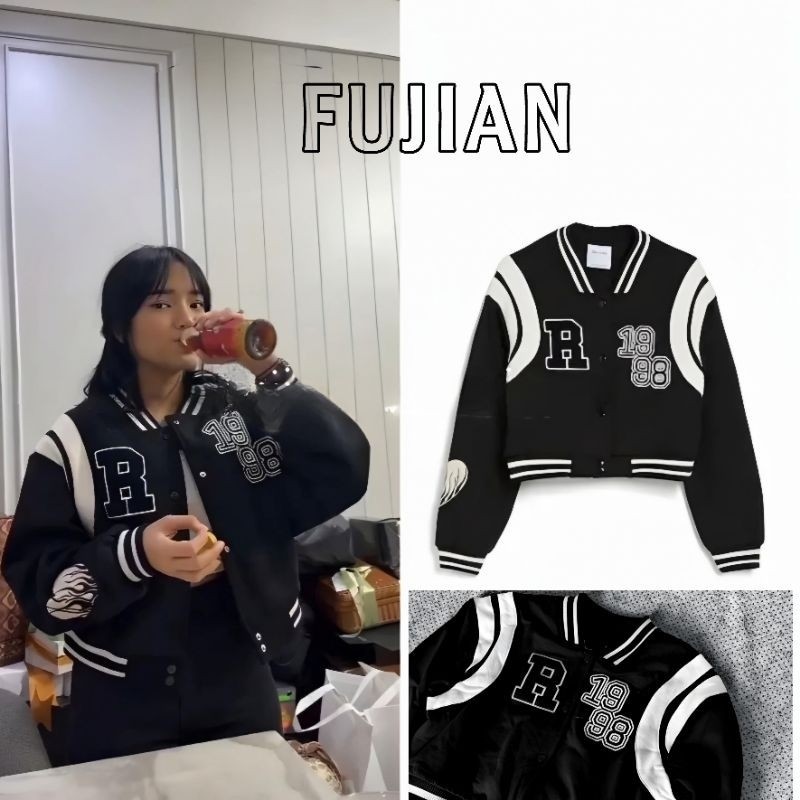 Jaket Varsity Crop Wanita Korean Style Oversize (S–6XL) | Jaket Baseball Ulzzang Harajuku Jumbo Terb