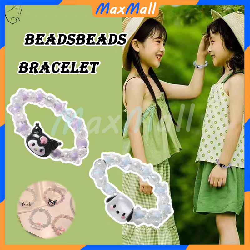 Gelang Sanrio Anak-anak Manik-manik Kristal Karakter Kartun Lucu Ikat Rambut Manik-Manik Jelly Tali 