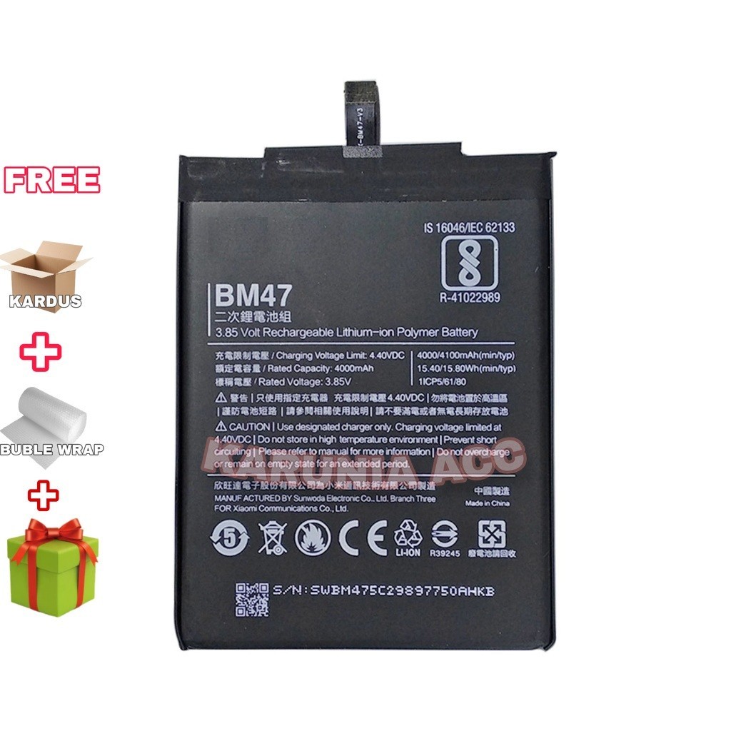 BATRE BATTERY BATERAI XIAOMI BM47 / READMI 4X / READMI 3 / READMI 3S / READMI 3 PRO BATTERY