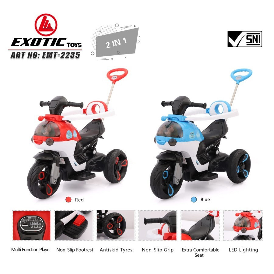 EMT 2235 Mainan Anak Motor Aki dan Gowes 2in1 Rechargeable Motorcyles Mainan Motor Aki Anak Exotic E