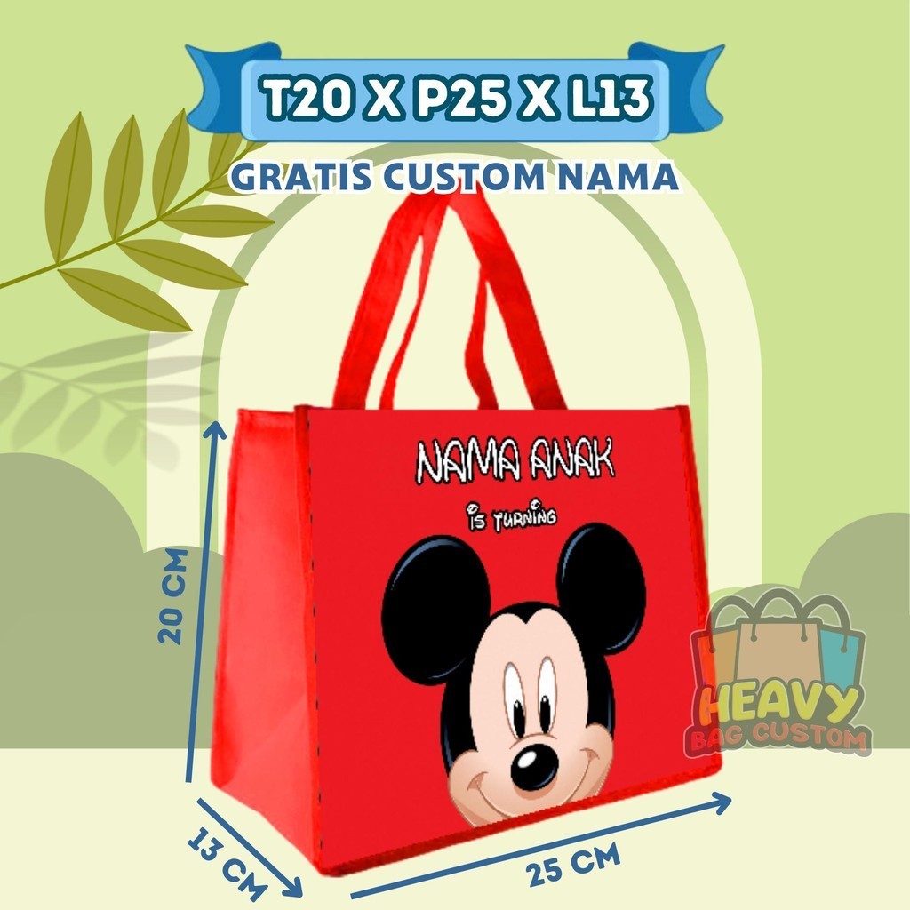 

PAKET 50 PCS Tas Ulang Tahun Goodie Bag Anak Bingkisan Snack KFC Gratis Custom Nama Murah Kain tile anak selamatan rumah baru merah craim tile anak