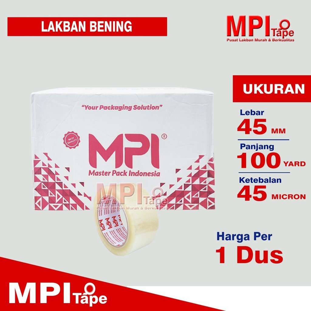 

1 Dus - Lakban Bening 45 mm x 100 yard - Lakban Untuk Packing - MPI