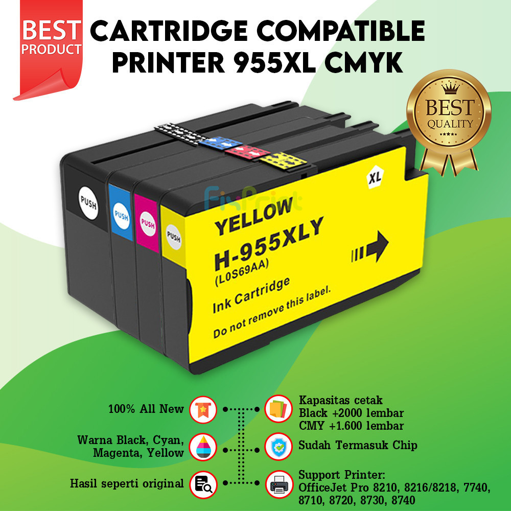 Cartridge Compatible 955XL 955 XL Tinta Black Cyan Magenta Yellow