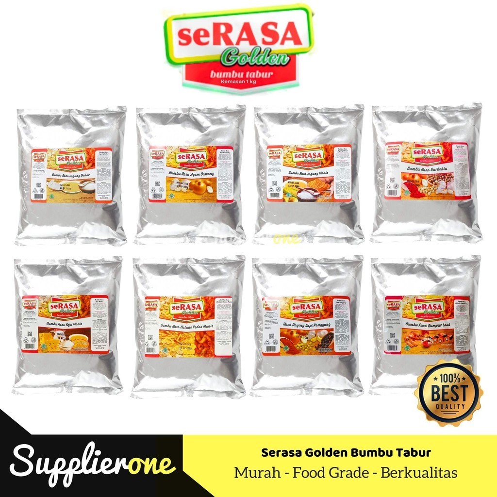 

Serasa Golden Bumbu Tabur 1kg / Bumbu tabur shihlin / bumbu tabur snack makaroni / bumbu keripik / cabe bubuk perasa seasoning powder / Bumbu Tabur Kentang