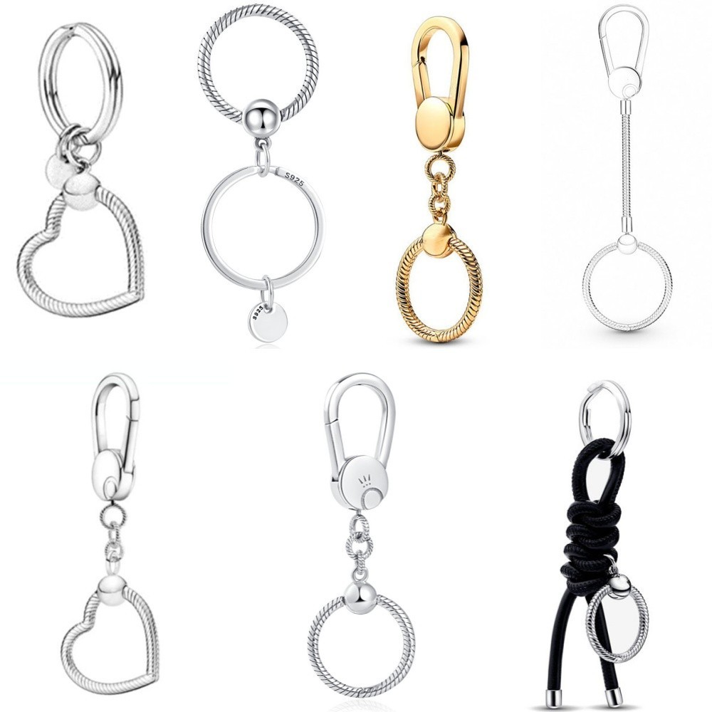 Classic 925 Sterling Silver Jewelry Fashion Necklace Keychain Suitable for Original Pandora Pendant