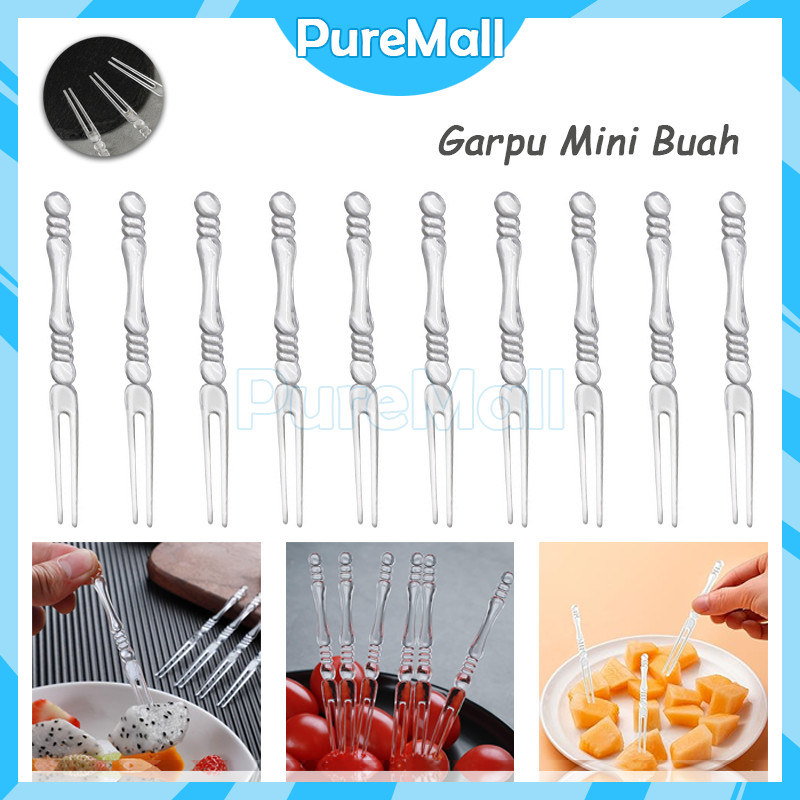 Garpu Kue Buah Puding Plastik Bening / Garpu Mini Buah