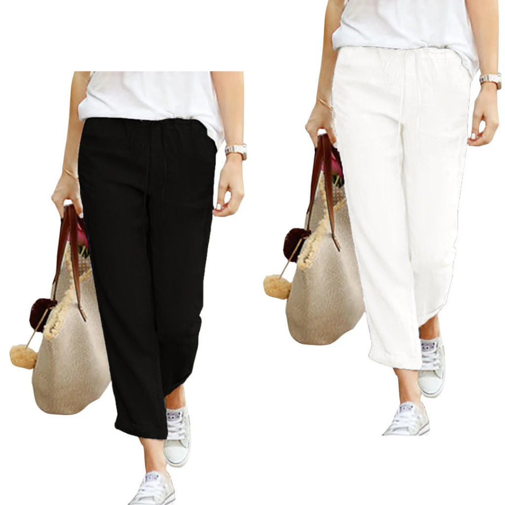 Celana linen Panjang Wanita bahan linen rami premium