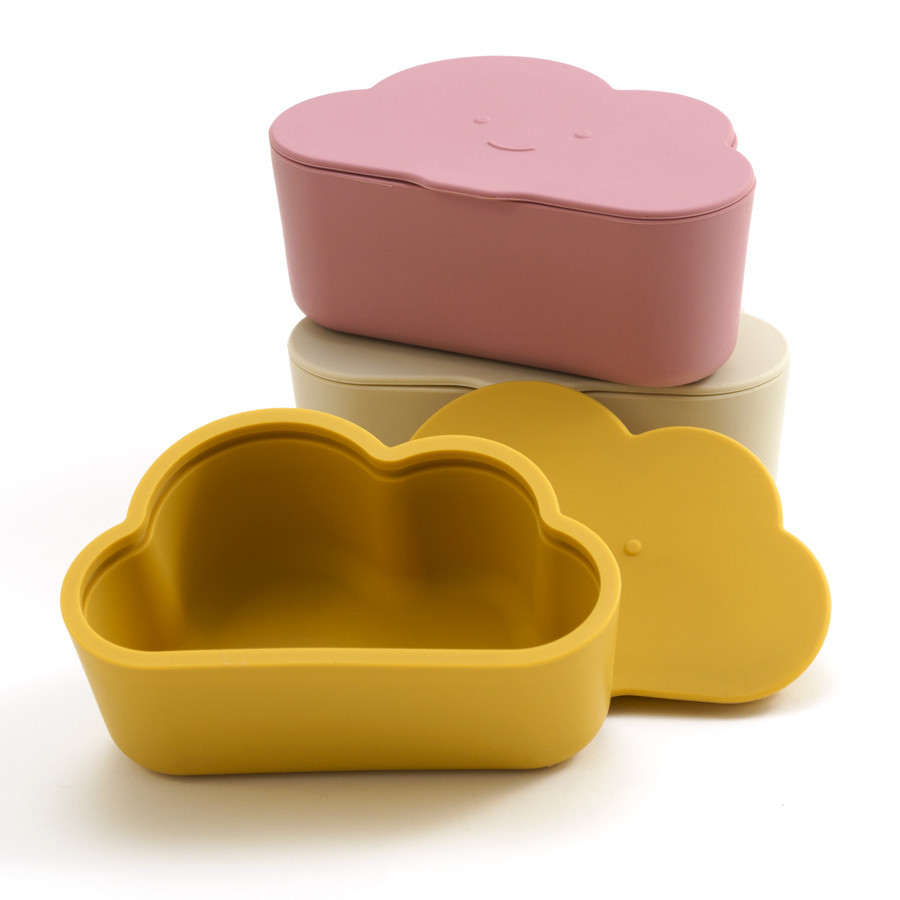 Silicone Baby Snack Box Kids Solid Color Silicone Food Box Baby Portable Feeding Food Baby Snack Con