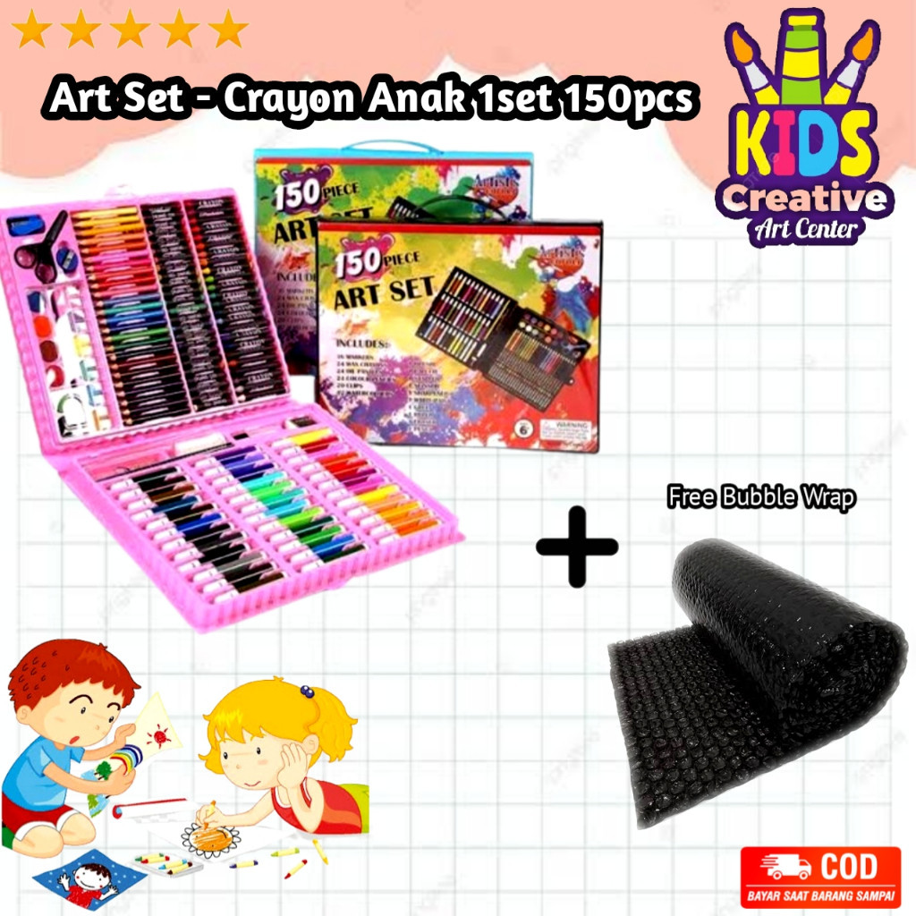 

Crayon Anak Set 150 pcs Set Spidol Alat Menggambar Mewarnai Pensil Krayon Set Art Colouring Free Bubble Wrap / B P