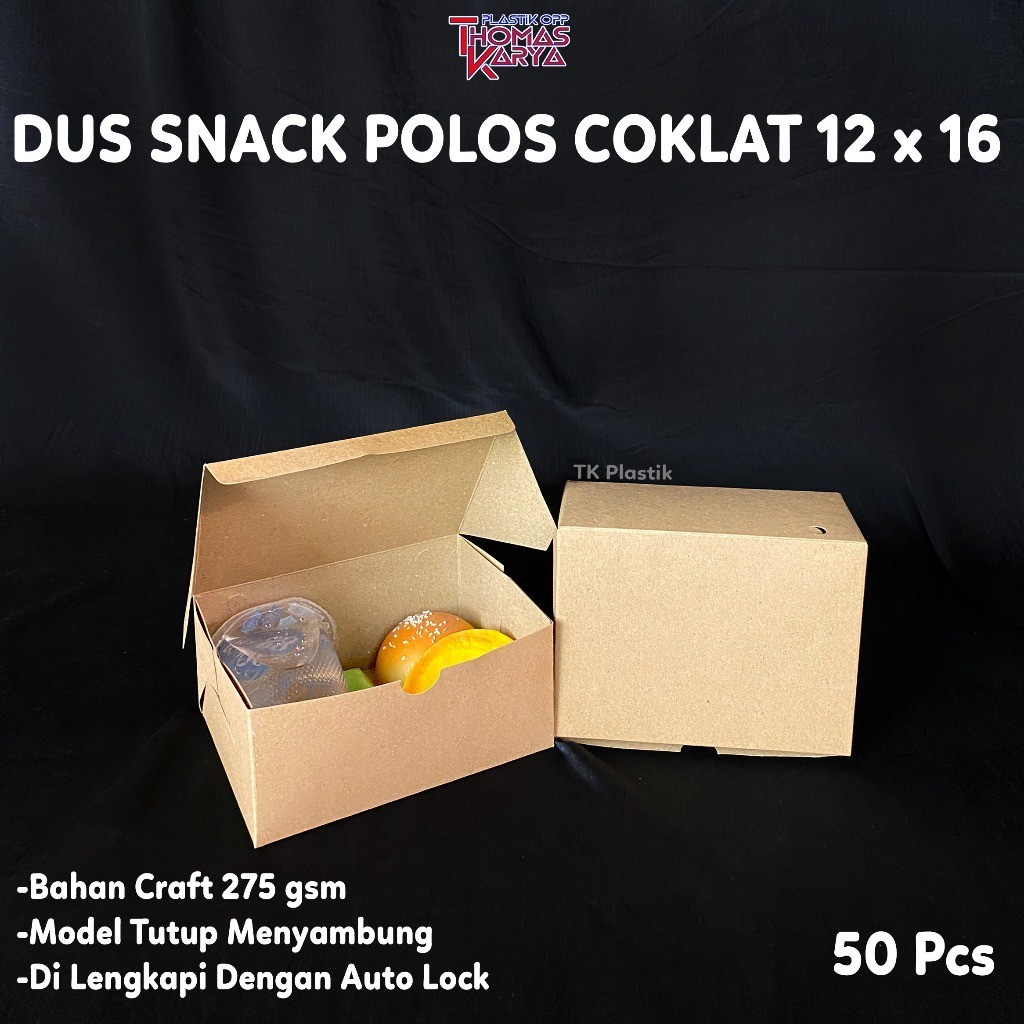 

Dus Snack 12x16 KRAFT Coklat Polos 275gsm / Box Kue Roti Risoles Gorengan Polos