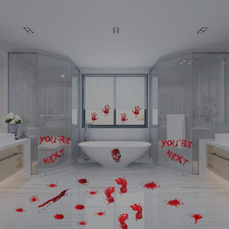 

Halloween Decorations Terror Bloody Handprint Footprint Window Stickers scar tattoo waterproof stickers Halloween party prop