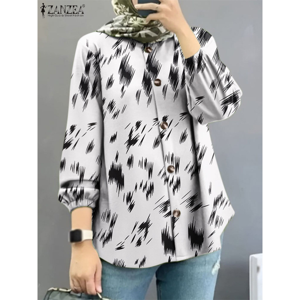 

ZANZEA Autumn Bohemian Women Long Sleeve Muslim Tops Casual Vintage Floral Printed Blouse Holiday Work Shirt Dubai Turkey Blusas
