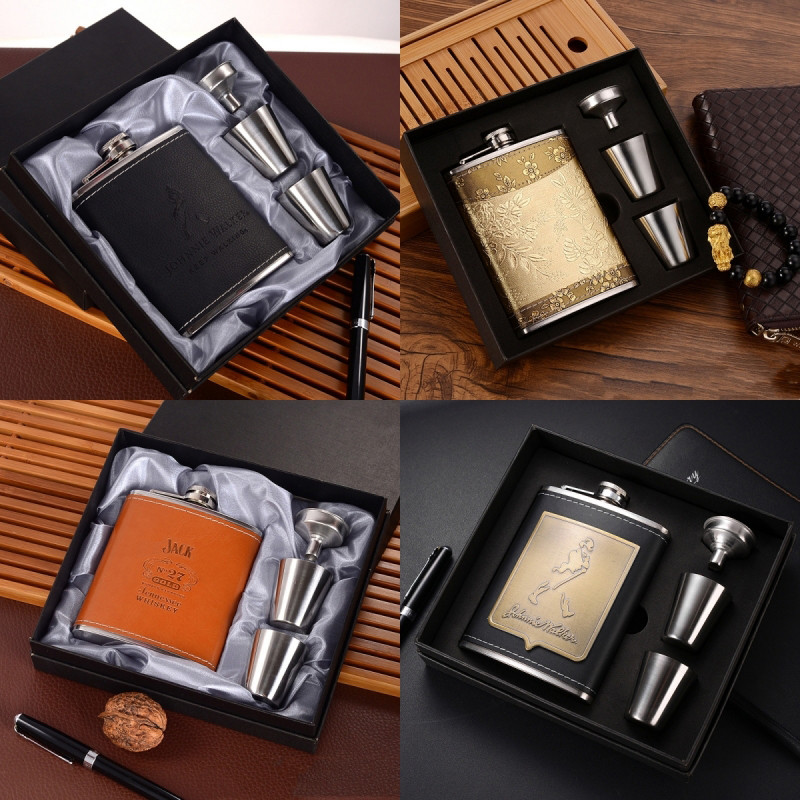 7oz/8oz Portable Pocket Hip Flask Outdoor Travel Stainless Steel Flask Whiskey Drink Alcohol Flasks 