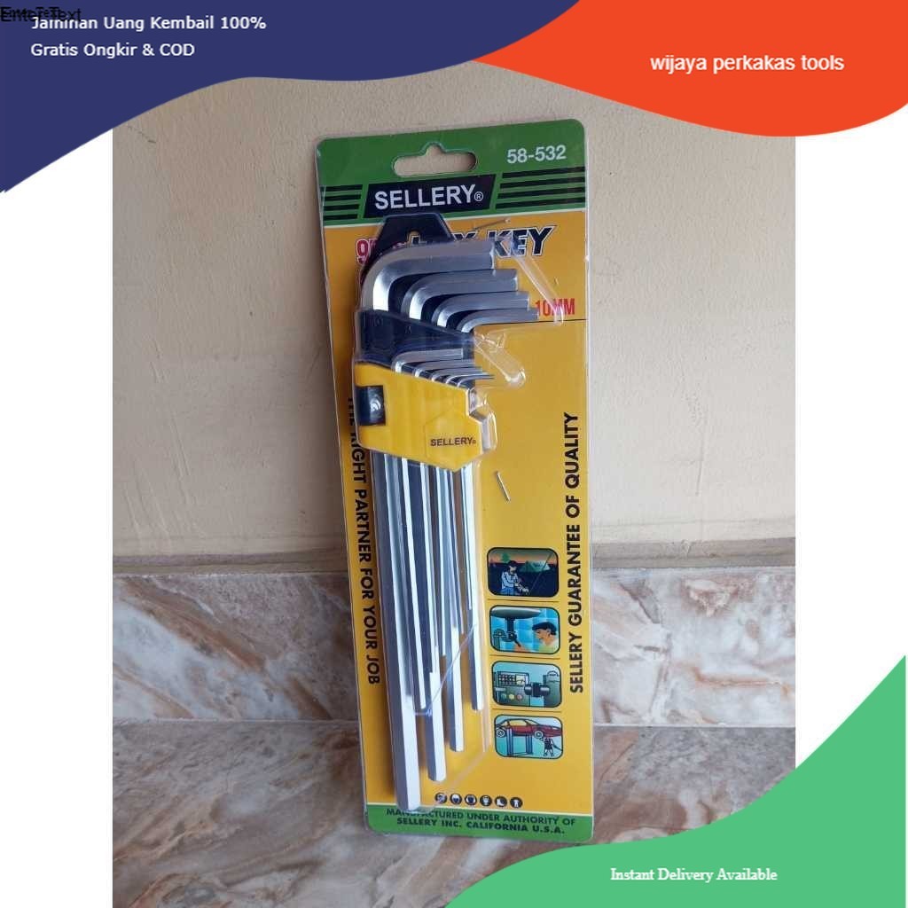 KUNCI L 9PCS SELLERY - KUNCI L HEX SET 9 PCS EXTRA LONG SELLERY