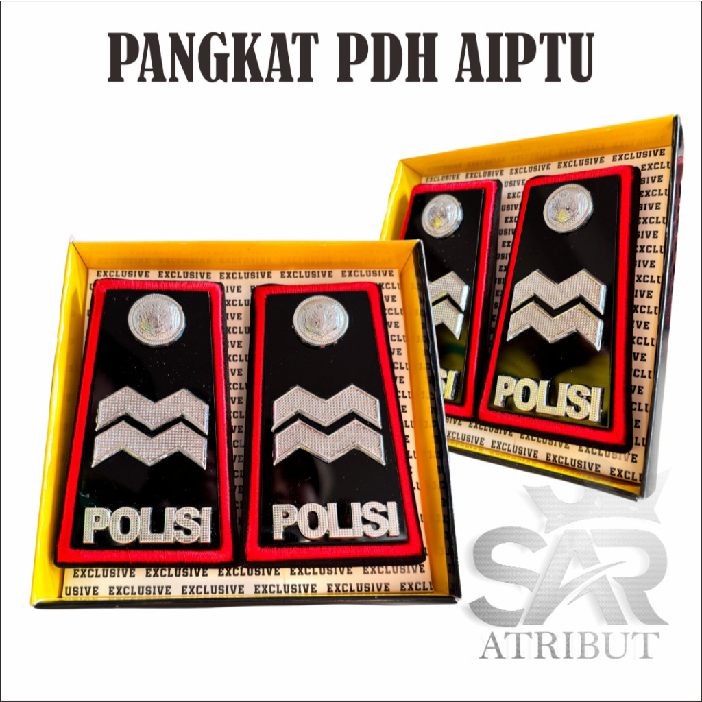 Pangkat PDH aiptu - Pangkat Pdh Polri - Pangkat Aiptu mika bordir merah bahan logam berkualitas